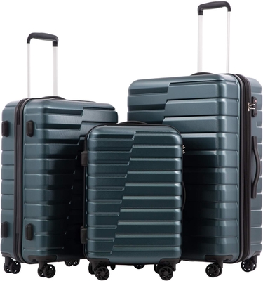 Maleta PC ABS TSA bagagem 3 peças Conjunto de fechadura giratório Carregar (azul azul)