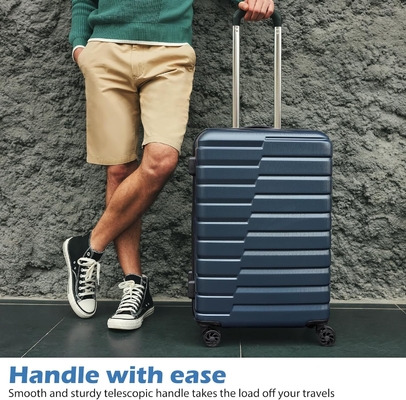 Maleta PC ABS TSA bagagem 3 peças Conjunto de fechadura giratório Carregar (azul azul)