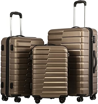 Maleta PC ABS TSA bagagem 3 peças Conjunto de fechadura giratório Carregar (azul azul)