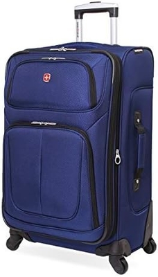 Bagagem flexível, preta, de 29 polegadas.