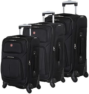 Bagagem flexível, preta, de 29 polegadas.