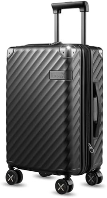 Carry On Baggage 22x14x9 Companhia aérea aprovada - 35L de policarbonato maleta de casca dura expansível com rodas giratórias