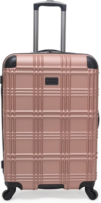 Bagagem de viagem leve e resistente, de quatro rodas, de ouro rosa, de 24 polegadas.