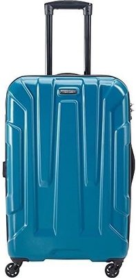 Bagagem expansível de lado duro central com rodas giratórias, azul-azul, comprimido médio de 24 polegadas
