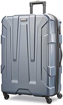 Bagagem expansível de lado duro central com rodas giratórias, azul-azul, comprimido médio de 24 polegadas
