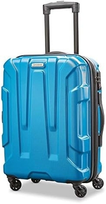 Bagagem expansível de lado duro central com rodas giratórias, azul-azul, comprimido médio de 24 polegadas
