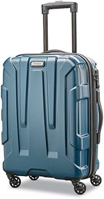 Bagagem expansível de lado duro central com rodas giratórias, azul-azul, comprimido médio de 24 polegadas