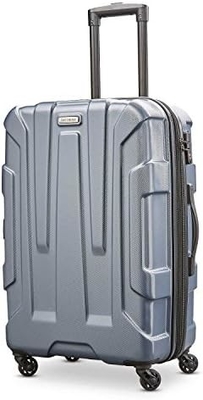 Bagagem expansível de lado duro central com rodas giratórias, azul-azul, comprimido médio de 24 polegadas