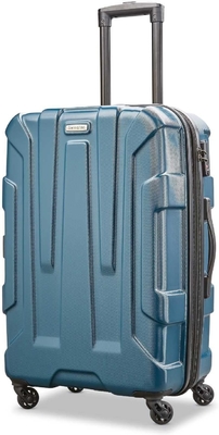 Bagagem expansível de lado duro central com rodas giratórias, azul-azul, comprimido médio de 24 polegadas
