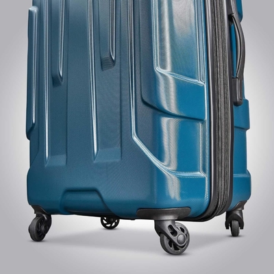 Bagagem expansível de lado duro central com rodas giratórias, azul-azul, comprimido médio de 24 polegadas