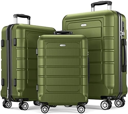 Conjunto de bagagem PC+ABS Expandivel Maleta durável Rodas duplas TSA Bloquear 3pcs Vinho tinto