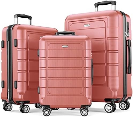 Conjunto de bagagem PC+ABS Expandivel Maleta durável Rodas duplas TSA Bloquear 3pcs Vinho tinto