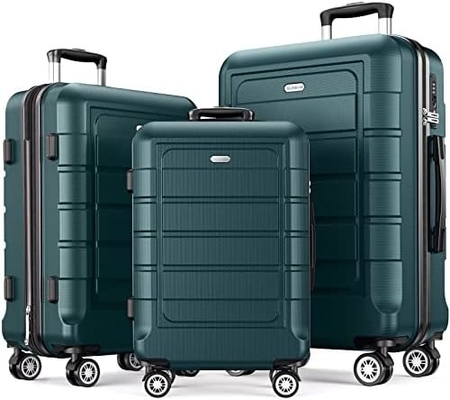 Conjunto de bagagem PC+ABS Expandivel Maleta durável Rodas duplas TSA Bloquear 3pcs Vinho tinto