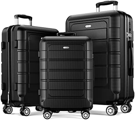 Conjunto de bagagem PC+ABS Expandivel Maleta durável Rodas duplas TSA Bloquear 3pcs Vinho tinto