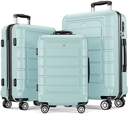 Conjunto de bagagem PC+ABS Expandivel Maleta durável Rodas duplas TSA Bloquear 3pcs Vinho tinto
