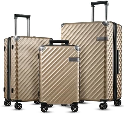 Bagagem 22x14x9 Companhia Aérea aprovada - 35L de policarbonato maleta de casca dura expansível com rodas giratórias (preta, 20 polegadas)