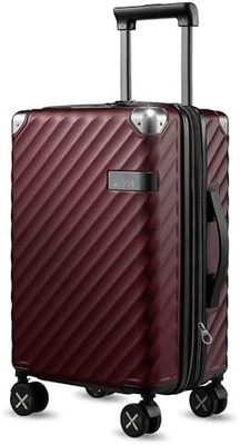 Bagagem 22x14x9 Companhia Aérea aprovada - 35L de policarbonato maleta de casca dura expansível com rodas giratórias (preta, 20 polegadas)