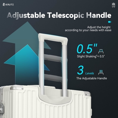 Bagagem sem fechadura com 8 rodas 20 polegadas Maleta de casca dura com PC + ABS TSA Lock 4 Metal Corner Branco