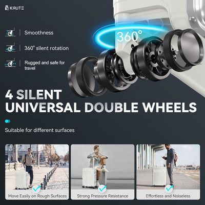 Bagagem sem fecho com 4 rodas 20 polegadas maleta de casca dura com PC + ABS TSA bloqueio 4 Metal canto branco