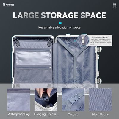 Bagagem sem fecho com 4 rodas 20 polegadas maleta de casca dura com PC + ABS TSA bloqueio 4 Metal canto branco