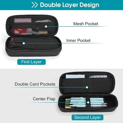 ProCase Casca de lápis de caneta, 2 camadas EVA Caixa de lápis de fechadura Bolsa de armazenamento de papelada de grande capacidade Organizador para escola