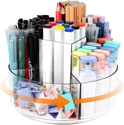 5 ranhuras 360 graus de rotação porta caneta acrílica para secretária, porta marcador Caddy organizador de suprimentos de arte organizador de caneta para secretária