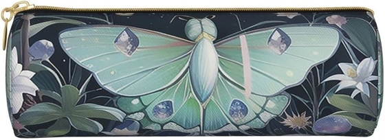 Caixa de lápis de borboleta para mulheres Bolsa de caneta cilindro pequeno fecho de transporte simples resistente leve para saco de armazenamento