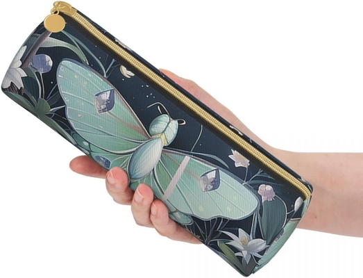 Caixa de lápis de borboleta para mulheres Bolsa de caneta cilindro pequeno fecho de transporte simples resistente leve para saco de armazenamento