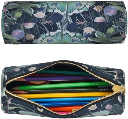 Caixa de lápis de borboleta para mulheres Bolsa de caneta cilindro pequeno fecho de transporte simples resistente leve para saco de armazenamento