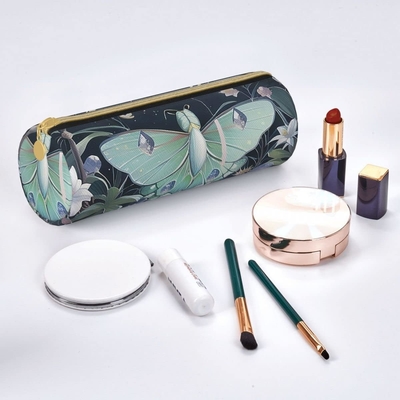 Caixa de lápis de borboleta para mulheres Bolsa de caneta cilindro pequeno fecho de transporte simples resistente leve para saco de armazenamento