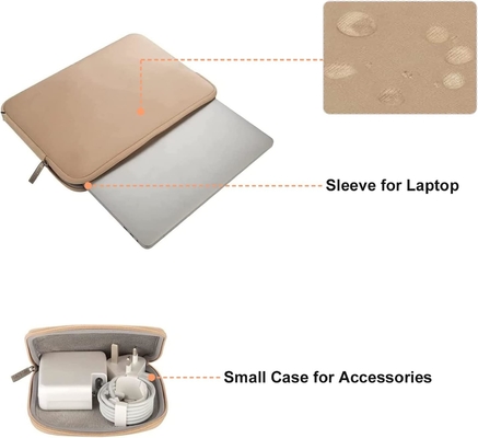 Manga de laptop Compatível com MacBook Air/Pro, notebook de 13 a 13,3 polegadas, saco de neoprene com caixa pequena, albaricoque