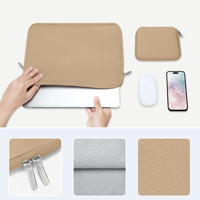 Manga de laptop Compatível com MacBook Air/Pro, notebook de 13 a 13,3 polegadas, saco de neoprene com caixa pequena, albaricoque