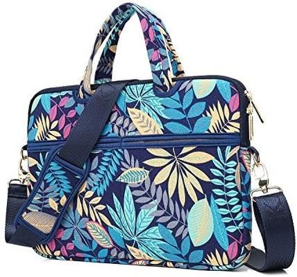 Saco portátil concebido para portáteis de 12,5 a 14 polegadas com tecido de lona impressa interior acolchado e várias opções de transporte