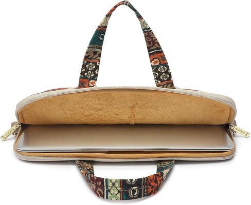 Saco portátil concebido para portáteis de 12,5 a 14 polegadas com tecido de lona impressa interior acolchado e várias opções de transporte