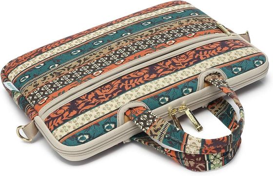 Saco portátil concebido para portáteis de 12,5 a 14 polegadas com tecido de lona impressa interior acolchado e várias opções de transporte