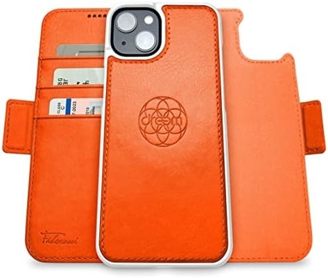 iPhone 13 Caixa de carteira / caixa de choque 2-em-1 e conjunto de couro vegano desmontável, compatível com MagSafe, protegido por RFID