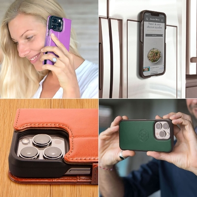 iPhone 13 Caixa de carteira / caixa de choque 2-em-1 e conjunto de couro vegano desmontável, compatível com MagSafe, protegido por RFID