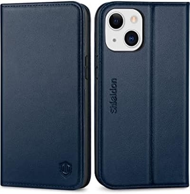 Caixa dobrável de carteira de couro Selo magnético RFID bloqueio porta slot de cartão Caixa totalmente protegida compatível com iPhone 13
