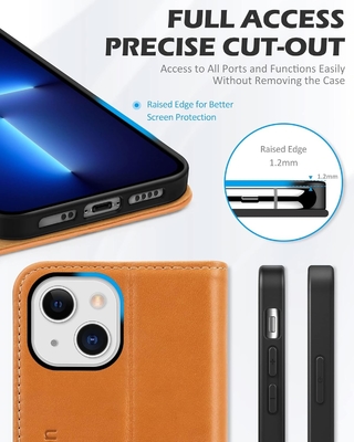 Caixa dobrável de carteira de couro Selo magnético RFID bloqueio porta slot de cartão Caixa totalmente protegida compatível com iPhone 13