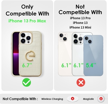 iPhone 13Pro Max 6.7&quot;, caixa de carteira com porta-cartas, caixa de proteção de couro com porta-anel,