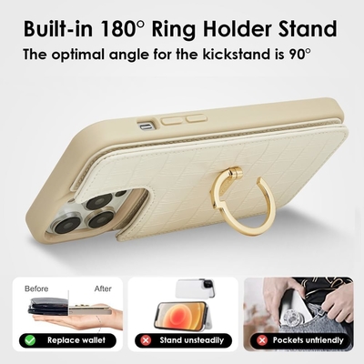 iPhone 13Pro Max 6.7&quot;, caixa de carteira com porta-cartas, caixa de proteção de couro com porta-anel,