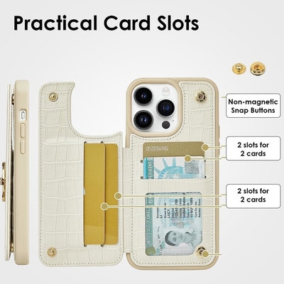 iPhone 13Pro Max 6.7&quot;, caixa de carteira com porta-cartas, caixa de proteção de couro com porta-anel,