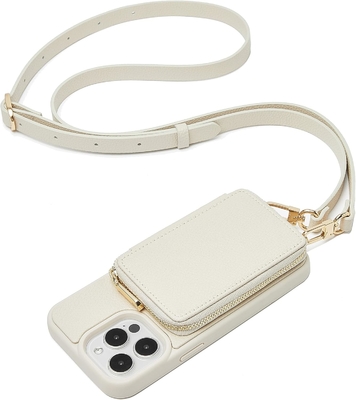 Caixa de carteira do iPhone 12 Pro/iPhone 12 com cabine, saco cruzado com fecho, pulseira, caixa de carteira blindada com RFID...
