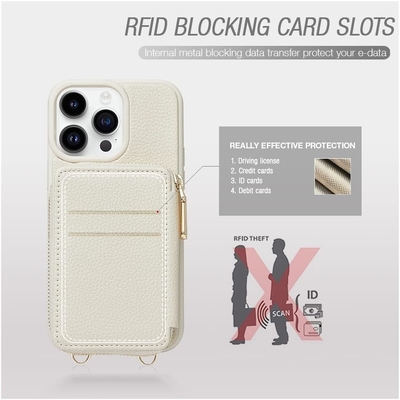 Caixa de carteira do iPhone 12 Pro/iPhone 12 com cabine, saco cruzado com fecho, pulseira, caixa de carteira blindada com RFID...