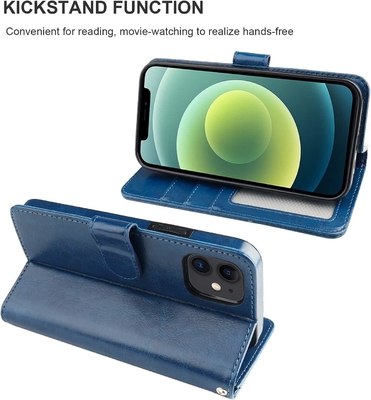 Compatível com iPhone 12 / Pro caixa de carteira com suporte de cartão PU stand de couro resistente a choques pulseira cinto clamshell 6,1 polegadas