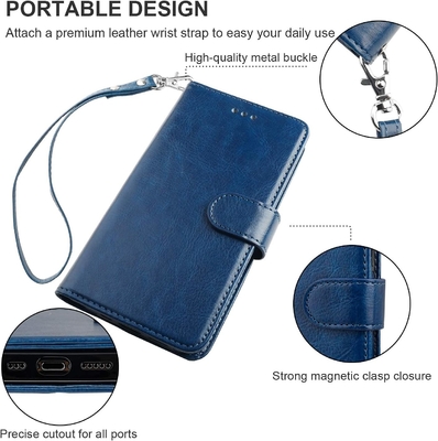 Compatível com iPhone 12 / Pro caixa de carteira com suporte de cartão PU stand de couro resistente a choques pulseira cinto clamshell 6,1 polegadas