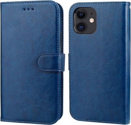 Compatível com iPhone 12 / Pro caixa de carteira com suporte de cartão PU stand de couro resistente a choques pulseira cinto clamshell 6,1 polegadas
