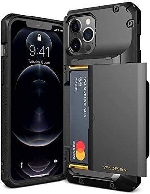 Para o iPhone 12 Pro Max com [4 cartões]Porta-moeda de cartão de crédito sólido premium para o iPhone 12 Pro Max de 6,7 polegadas