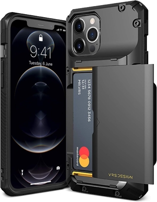 Para o iPhone 12 Pro Max com [4 cartões]Porta-moeda de cartão de crédito sólido premium para o iPhone 12 Pro Max de 6,7 polegadas