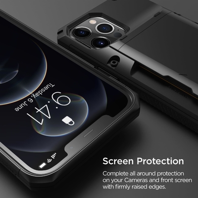 Para o iPhone 12 Pro Max com [4 cartões]Porta-moeda de cartão de crédito sólido premium para o iPhone 12 Pro Max de 6,7 polegadas